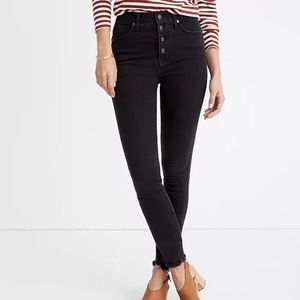 Petite 10" High-Rise Skinny Jeans in Berkeley Black: Button-Through Edition